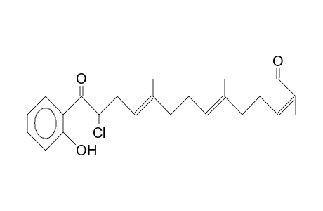 (2E,6E,10E)-13-Chloro-14-(2-hydroxy-phenyl)-2,6, 10-trimethyl-14-oxo-tetradeca-2,6,10-trienal