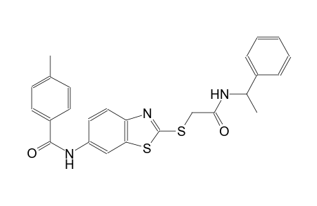 4-methyl-N-[2-({2-oxo-2-[(1-phenylethyl)amino]ethyl}sulfanyl)-1,3-benzothiazol-6-yl]benzamide