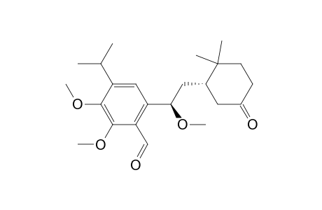 Benzaldehyde, 6-[2-(2,2-dimethyl-5-oxocyclohexyl)-1-methoxyethyl]-2,3-dimethoxy-4-(1-methylethyl)-, (R*,S*)-(.+-.)-