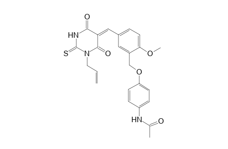 N-[4-[5-[(Z)-(1-allyl-4,6-diketo-2-thioxo-hexahydropyrimidin-5-ylidene)methyl]-2-methoxy-benzyl]oxyphenyl]acetamide