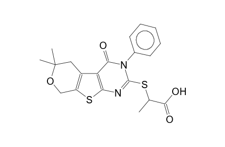 2-(1-carboxy-1-ethylthio)-6,6-dimethyl-4-oxo-3-phenyl-3,4,5,6-tetrahydro-8H-pyrano[4',3':4,5]thieno[2,3-d]pyrimidine