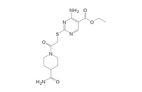 ethyl 4-amino-2-({2-[4-(aminocarbonyl)-1-piperidinyl]-2-oxoethyl}sulfanyl)-5-pyrimidinecarboxylate