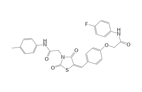 2-[4-((E)-{2,4-dioxo-3-[2-oxo-2-(4-toluidino)ethyl]-1,3-thiazolidin-5-ylidene}methyl)phenoxy]-N-(4-fluorophenyl)acetamide