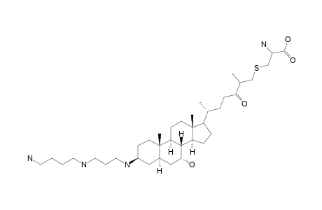 2-amino-3-[[(6R)-6-[(3S,5R,7R,8R,9S,10S,13R,14S)-3-[3-(4-aminobutylamino)propylamino]-7-hydroxy-10,13-dimethyl-2,3,4,5,6,7,8,9,11,12,14,15,16,17-tetradecahydro-1H-cyclopenta[a]phenanthren-17-yl]-3-keto-2-methyl-heptyl]thio]propionic acid