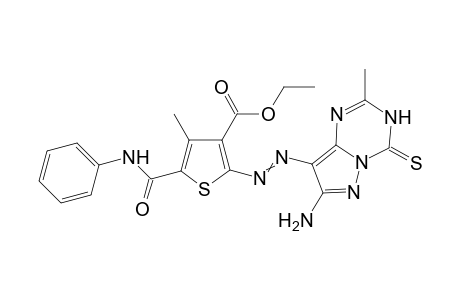 Ethyl-2-{[7-amino-2-methyl-4-thioxo-3,4-dihydropyrazolo(1,5-a)(1,3,5)triazin-8-yl] diazenyl}-4-methyl-5-(phenylcarbamoyl)thiophene-3-carboxylate