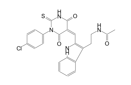 N-(2-{2-[(Z)-(1-(4-chlorophenyl)-4,6-dioxo-2-thioxotetrahydro-5(2H)-pyrimidinylidene)methyl]-1H-indol-3-yl}ethyl)acetamide
