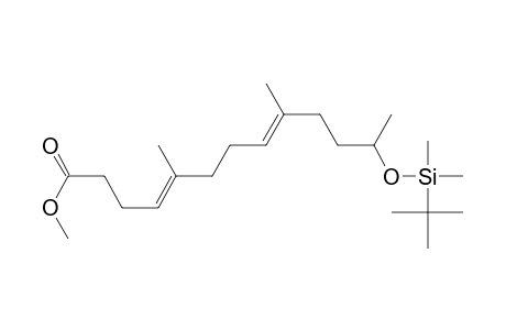 4,8-Tridecadienoic acid, 12-[[(1,1-dimethylethyl)dimethylsilyl]oxy]-5,9-dimethyl-, methyl ester, (E,E)-(.+-.)-