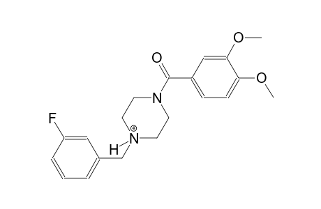 1-(3,4-dimethoxybenzoyl)-4-(3-fluorobenzyl)piperazin-4-ium
