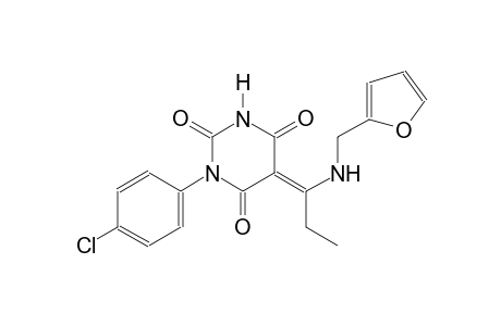 (5E)-1-(4-chlorophenyl)-5-{1-[(2-furylmethyl)amino]propylidene}-2,4,6(1H,3H,5H)-pyrimidinetrione