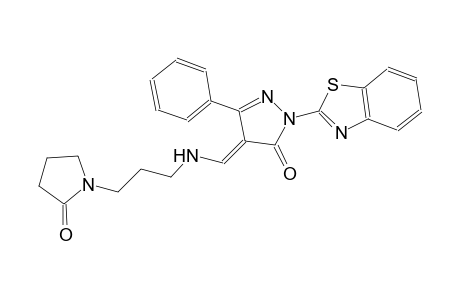 3H-pyrazol-3-one, 2-(2-benzothiazolyl)-2,4-dihydro-4-[[[3-(2-oxo-1-pyrrolidinyl)propyl]amino]methylene]-5-phenyl-, (4E)-