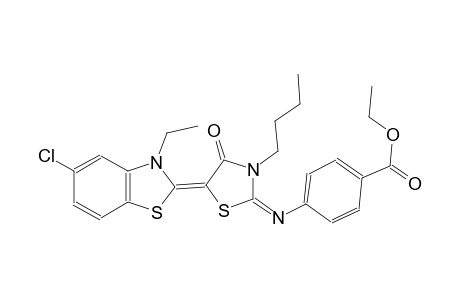 ethyl 4-{[(2E,5Z)-3-butyl-5-(5-chloro-3-ethyl-1,3-benzothiazol-2(3H)-ylidene)-4-oxo-1,3-thiazolidin-2-ylidene]amino}benzoate