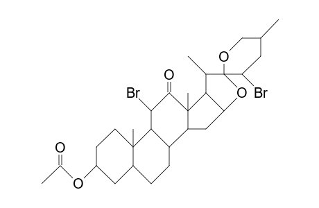 3b-Acetoxy-11a,23a-dibromo-(25R)-5a-spirostan-12-one
