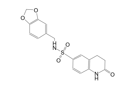 N-(1,3-benzodioxol-5-ylmethyl)-2-oxo-1,2,3,4-tetrahydro-6-quinolinesulfonamide