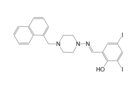 2,4-diiodo-6-((E)-{[4-(1-naphthylmethyl)-1-piperazinyl]imino}methyl)phenol