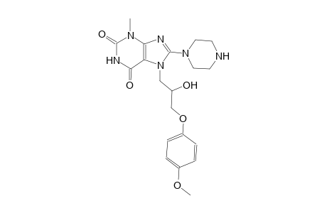 1H-purine-2,6-dione, 3,7-dihydro-7-[2-hydroxy-3-(4-methoxyphenoxy)propyl]-3-methyl-8-(1-piperazinyl)-