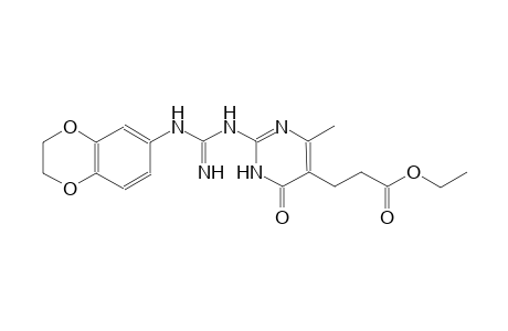5-pyrimidinepropanoic acid, 2-[[[(2,3-dihydro-1,4-benzodioxin-6-yl)amino]iminomethyl]amino]-1,6-dihydro-4-methyl-6-oxo-, ethyl ester
