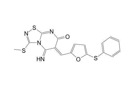 (6Z)-5-imino-3-(methylsulfanyl)-6-{[5-(phenylsulfanyl)-2-furyl]methylene}-5,6-dihydro-7H-[1,2,4]thiadiazolo[4,5-a]pyrimidin-7-one