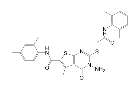 3-amino-2-{[2-(2,6-dimethylanilino)-2-oxoethyl]sulfanyl}-N-(2,4-dimethylphenyl)-5-methyl-4-oxo-3,4-dihydrothieno[2,3-d]pyrimidine-6-carboxamide