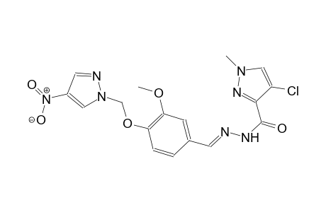 4-chloro-N'-((E)-{3-methoxy-4-[(4-nitro-1H-pyrazol-1-yl)methoxy]phenyl}methylidene)-1-methyl-1H-pyrazole-3-carbohydrazide