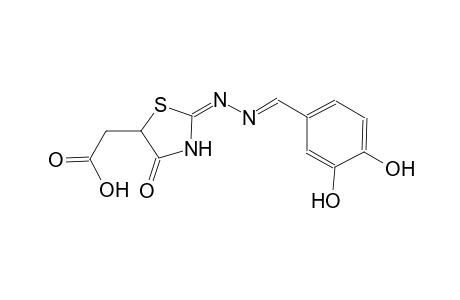 {(2E)-2-[(2E)-2-(3,4-dihydroxybenzylidene)hydrazono]-4-oxo-1,3-thiazolidin-5-yl}acetic acid
