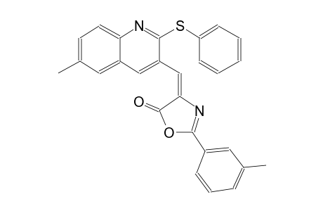 5(4H)-oxazolone, 2-(3-methylphenyl)-4-[[6-methyl-2-(phenylthio)-3-quinolinyl]methylene]-, (4E)-