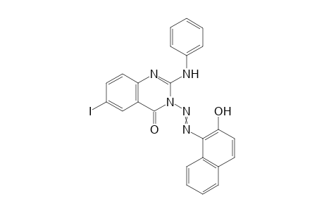 3-((2-hydroxynaphthalen-1-yl)diazenyl)-6-iodo-2-(phenylamino)quinazolin-4(3H)-one