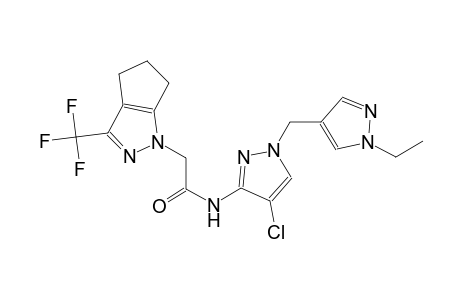 N-{4-chloro-1-[(1-ethyl-1H-pyrazol-4-yl)methyl]-1H-pyrazol-3-yl}-2-(3-(trifluoromethyl)-5,6-dihydrocyclopenta[c]pyrazol-1(4H)-yl)acetamide