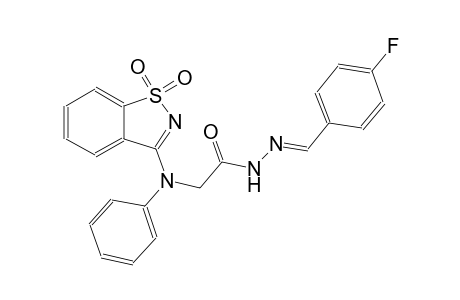 acetic acid, [(1,1-dioxido-1,2-benzisothiazol-3-yl)phenylamino]-, 2-[(E)-(4-fluorophenyl)methylidene]hydrazide