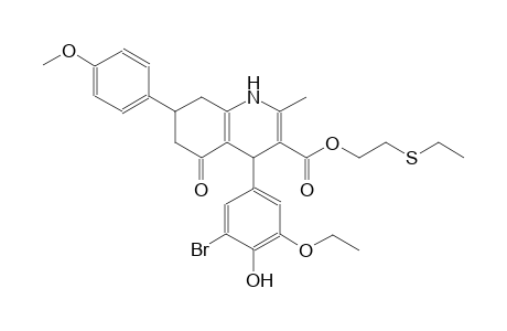 2-(ethylsulfanyl)ethyl 4-(3-bromo-5-ethoxy-4-hydroxyphenyl)-7-(4-methoxyphenyl)-2-methyl-5-oxo-1,4,5,6,7,8-hexahydro-3-quinolinecarboxylate