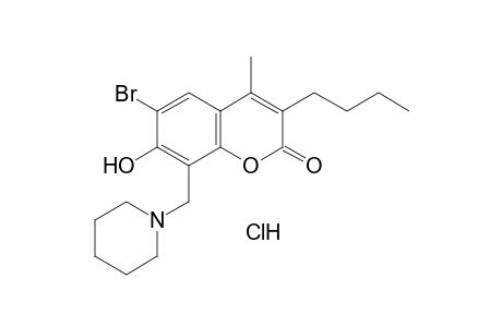 6-bromo-3-butyl-7-hydroxy-4-methyl-8-(piperidinomethyl)coumarin, hydrochloride