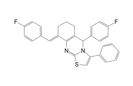 (9E)-9-(4-fluorobenzylidene)-5-(4-fluorophenyl)-3-phenyl-6,7,8,9-tetrahydro-5H-[1,3]thiazolo[2,3-b]quinazoline