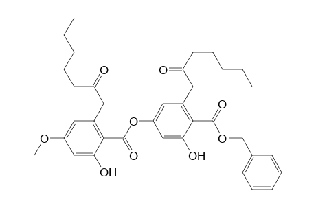 Benzoic acid, 2-hydroxy-4-[[2-hydroxy-4-methoxy-6-(2-oxoheptyl)benzoyl]oxy]-6-(2-oxoheptyl)-, phenylmethyl ester