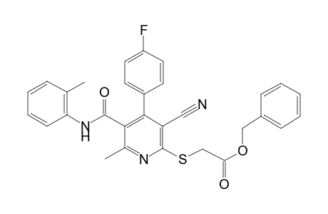 (phenylmethyl) 2-[3-cyano-4-(4-fluorophenyl)-6-methyl-5-[(2-methylphenyl)carbamoyl]pyridin-2-yl]sulfanylethanoate