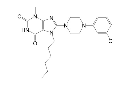 8-[4-(3-chlorophenyl)-1-piperazinyl]-7-hexyl-3-methyl-3,7-dihydro-1H-purine-2,6-dione