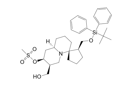 (1S*,2S*,7'S*,8'S*,9a'R*)-7'-(Hydroxymethyl)-2-[(t-butyldiphenylsilyl)oxymethyl]-8'-[(methanesulfonyl)oxy]-octahydrospiro[cyclopentane-1,4'-quinolizine