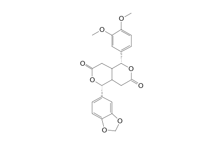 2.alpha.-(3,4-Dimethoxyphenyl)-7.alpha.-[3,4-(methylenedioxy)phenyl]-3,8-dioxobicyclo[4.4.0]decane-4,9-dione