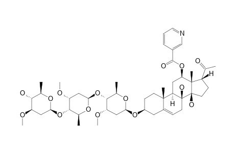 12-O-NICOTINOYLLINEOLON-3-O-BETA-D-OLEANDROPYRANOSYL-(1->4)-BETA-D-CYMAROPYRANOSYL-(1->4)-BETA-D-CYMAROPYRANOSIDE