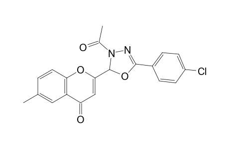 2-(3-acetyl-5-(4-chlorophenyl)-2,3-dihydro-1,3,4-oxadiazol-2-yl)-6-methyl-4H-chromen-4-one