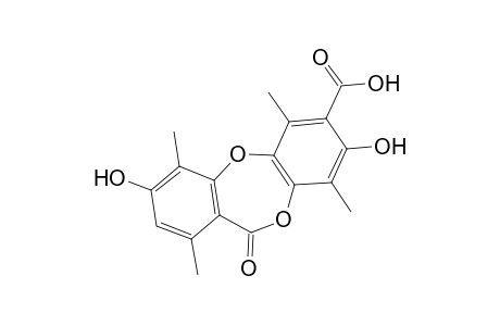 11H-Dibenzo[b,e][1,4]dioxepin-7-carboxylic acid, 3,8-dihydroxy-1,4,6,9-tetramethyl-11-oxo-