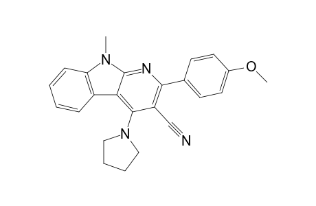 3-Cyano-2-(4-methoxyphenyl)-9-methyl-4-(N-pyrrolidino)pyrido[2,3-b]indole