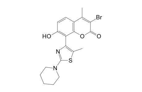 3-bromo-7-hydroxy-4-methyl-8-(5-methyl-2-piperidino-4-thiazolyl)coumarin
