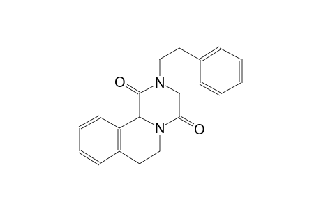 2H-pyrazino[2,1-a]isoquinoline-1,4(3H,6H)-dione, 7,11b-dihydro-2-(2-phenylethyl)-