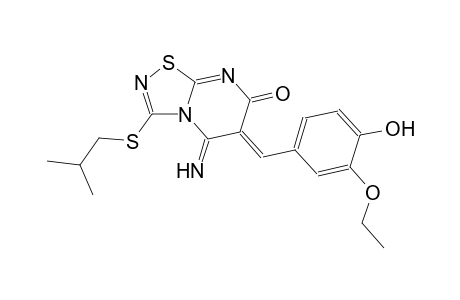 (6Z)-6-(3-ethoxy-4-hydroxybenzylidene)-5-imino-3-(isobutylsulfanyl)-5,6-dihydro-7H-[1,2,4]thiadiazolo[4,5-a]pyrimidin-7-one