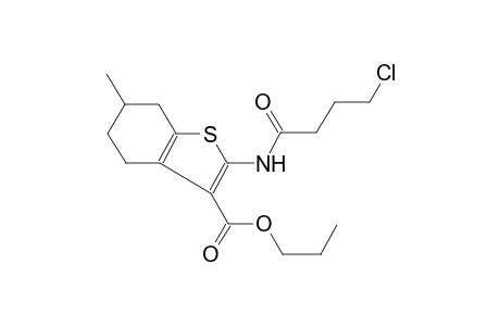 benzo[b]thiophene-3-carboxylic acid, 2-[(4-chloro-1-oxobutyl)amino]-4,5,6,7-tetrahydro-6-methyl-, propyl ester