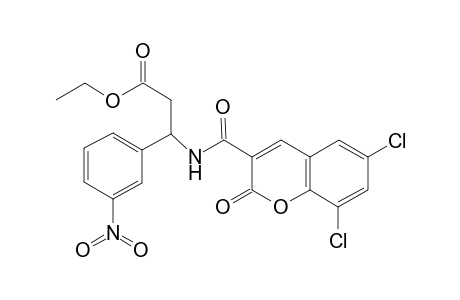 3-[(6,8-dichloro-2-keto-chromene-3-carbonyl)amino]-3-(3-nitrophenyl)propionic acid ethyl ester