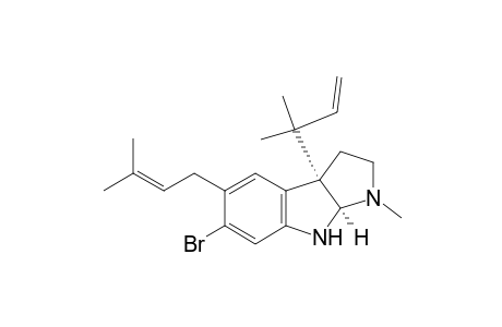 Pyrrolo[2,3-b]indole, 6-bromo-3a-(1,1-dimethyl-2-propenyl)-1,2,3,3a,8,8a-hexahydro-1-methyl-5-(3-methyl-2-butenyl)-, cis-(-)-