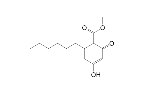 6-Hexyl-4-hydroxy-2-oxocyclohex-3-enecarboxylic acid, methyl ester