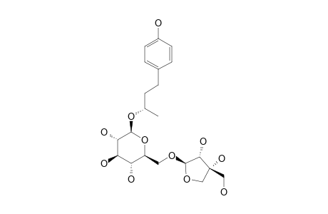 APIOSYLEPIRHODODENDRIN;(S)-4-(4-HYDROXYPHENYL)-2-BUTANOL-2-O-(6-O-BETA-D-APOIFURANOSYL-BETA-D-GLUCOPYRANOSIDE)