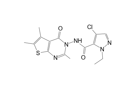4-chloro-1-ethyl-N-(2,5,6-trimethyl-4-oxothieno[2,3-d]pyrimidin-3(4H)-yl)-1H-pyrazole-5-carboxamide