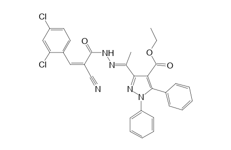 Ethyl 3-((E)-1-(2-((Z)-2-cyano-3-(2,4-dichlorophenyl)acryloyl)hydrazono)ethyl)-1,5-diphenyl-1H-pyrazole-4-carboxylate